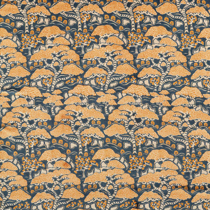 Sanderson Bonsai & Gingko Midnight/Orange 237277 Fabric Sample DWAT237277