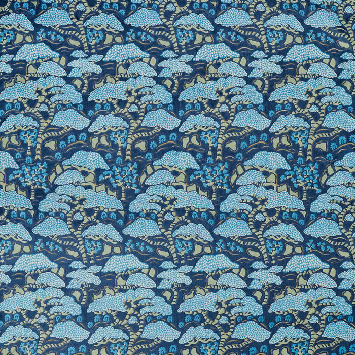 Sanderson Bonsai & Gingko Blue 237278 Fabric Sample DWAT237278