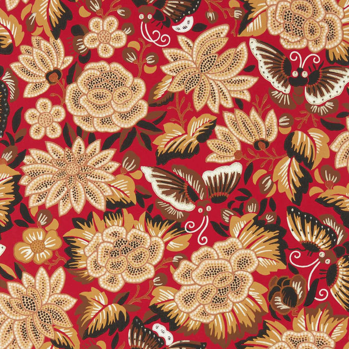 Sanderson Amara Butterfly Cinnabar/Ink Black 217116 Wallpaper Sample DWAW217116