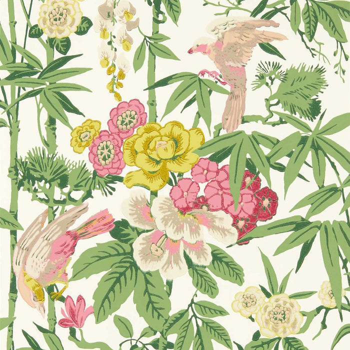 Sanderson Bamboo & Birds Scallion Green 217130 Wallpaper Sample DWAW217130