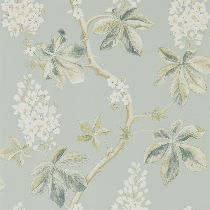 Sanderson Chestnut Tree Grey Blue/Sage 215708 Wallpaper Sample DWOW215708