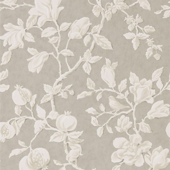 Sanderson Magnolia & Pomegranate Silver/Linen 215722 Wallpaper Sample DWOW215722