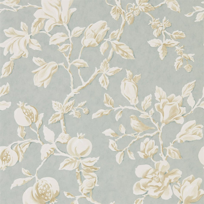 Sanderson Magnolia & Pomegranate Grey Blue/Parchment 215724 Wallpaper Sample DWOW215724