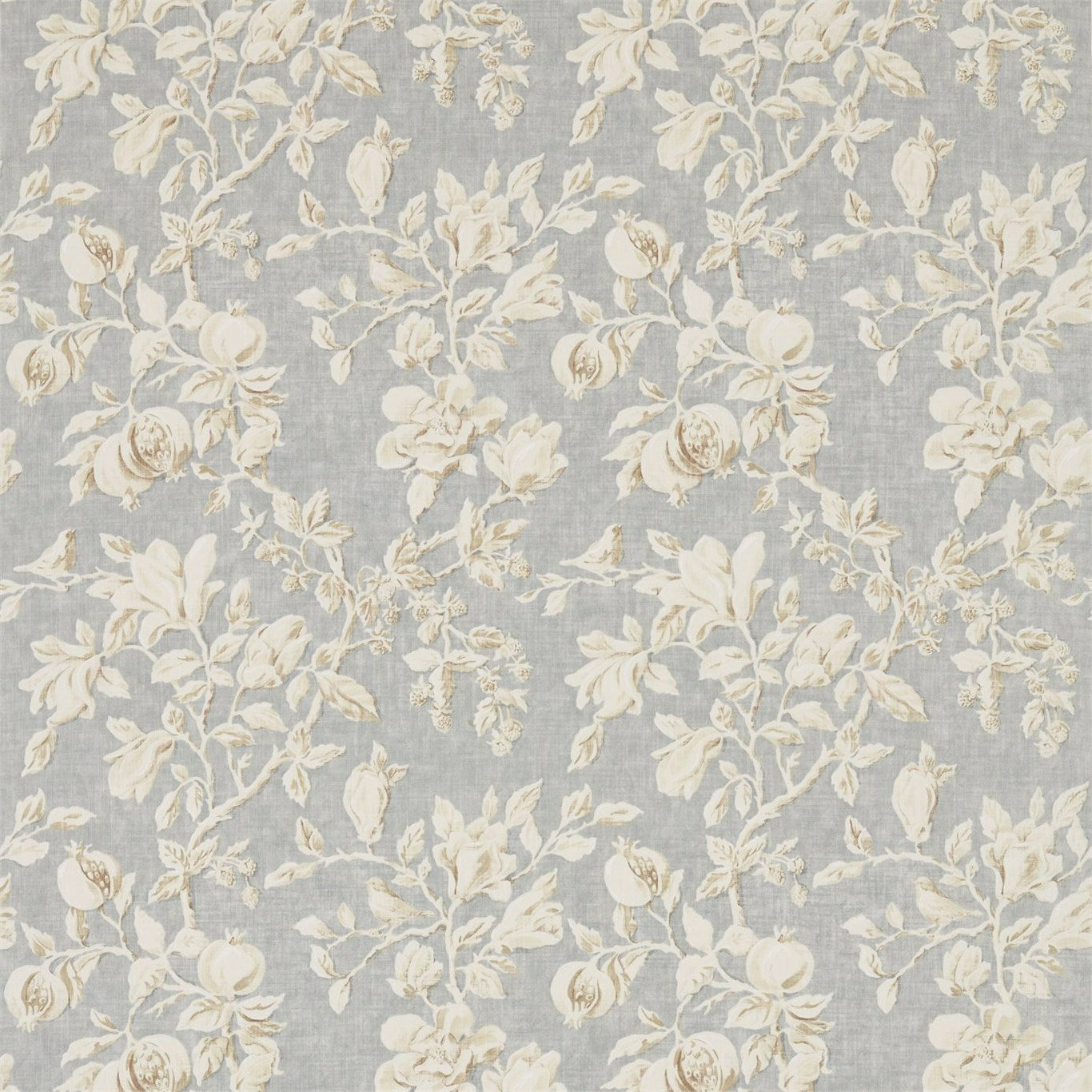 Sanderson Magnolia & Pomegranate Grey Blue/Parchment 225505 Fabric Sample DWOW225505