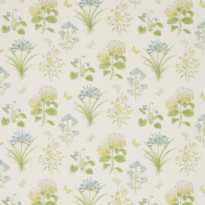 Sanderson Harebells & Violets Lemon/Teal 225520 Fabric Sample DWOW225520