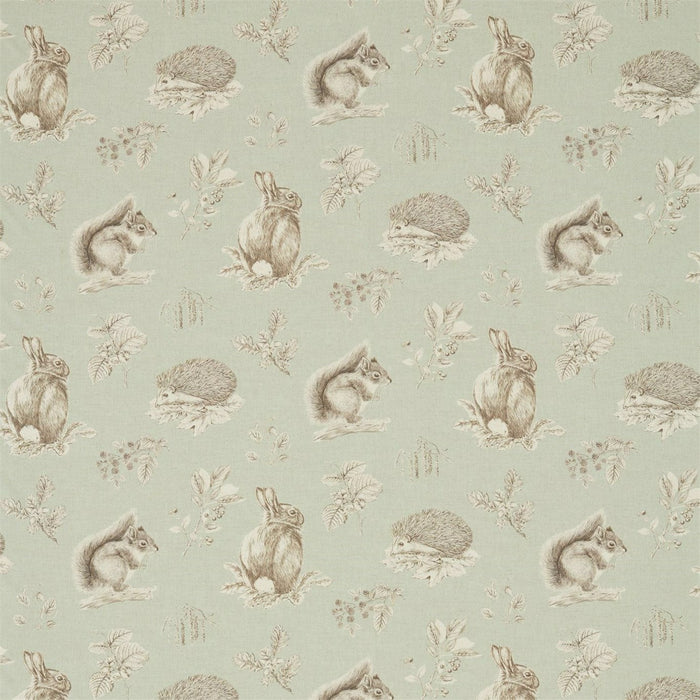 Sanderson Squirrel & Hedgehog Seaspray/Charcoal 225522 Fabric Sample DWOW225522