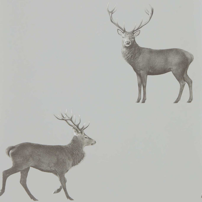 Sanderson Evesham Deer Silver Grey 216619 Wallpaper Sample DYSI216619