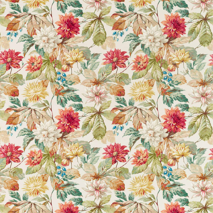 Sanderson Dahlia & Rosehip Briarwood/Russet 226531 Fabric Sample DYSI226531