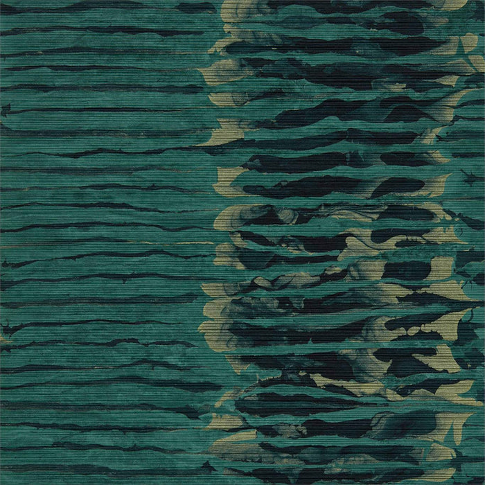 Harlequin Ripple Stripe Emerald/Kingfisher 112579 Wallpaper Sample EANW112579