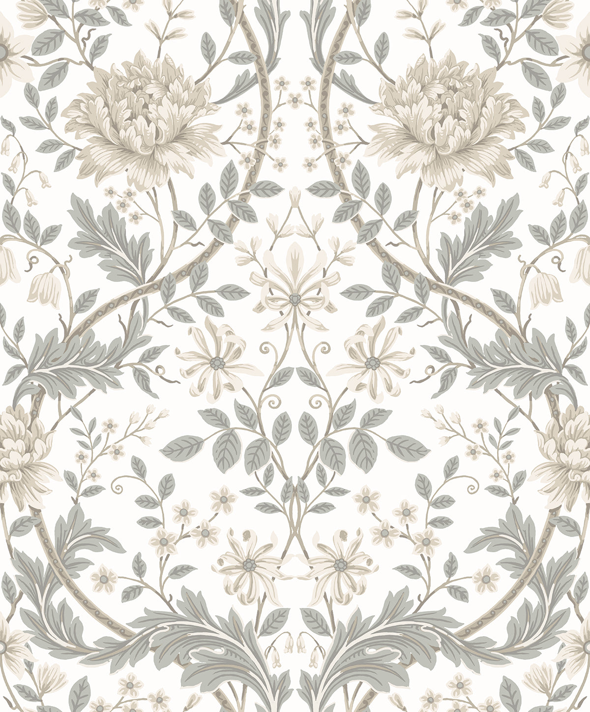 Seabrook Designs Honeysuckle Floral Prepasted Ivory & Grey Wallpaper EP10000