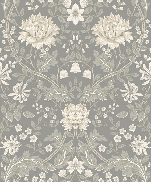 Seabrook Designs Honeysuckle Floral Prepasted Daydream Grey Wallpaper Sample EP10008