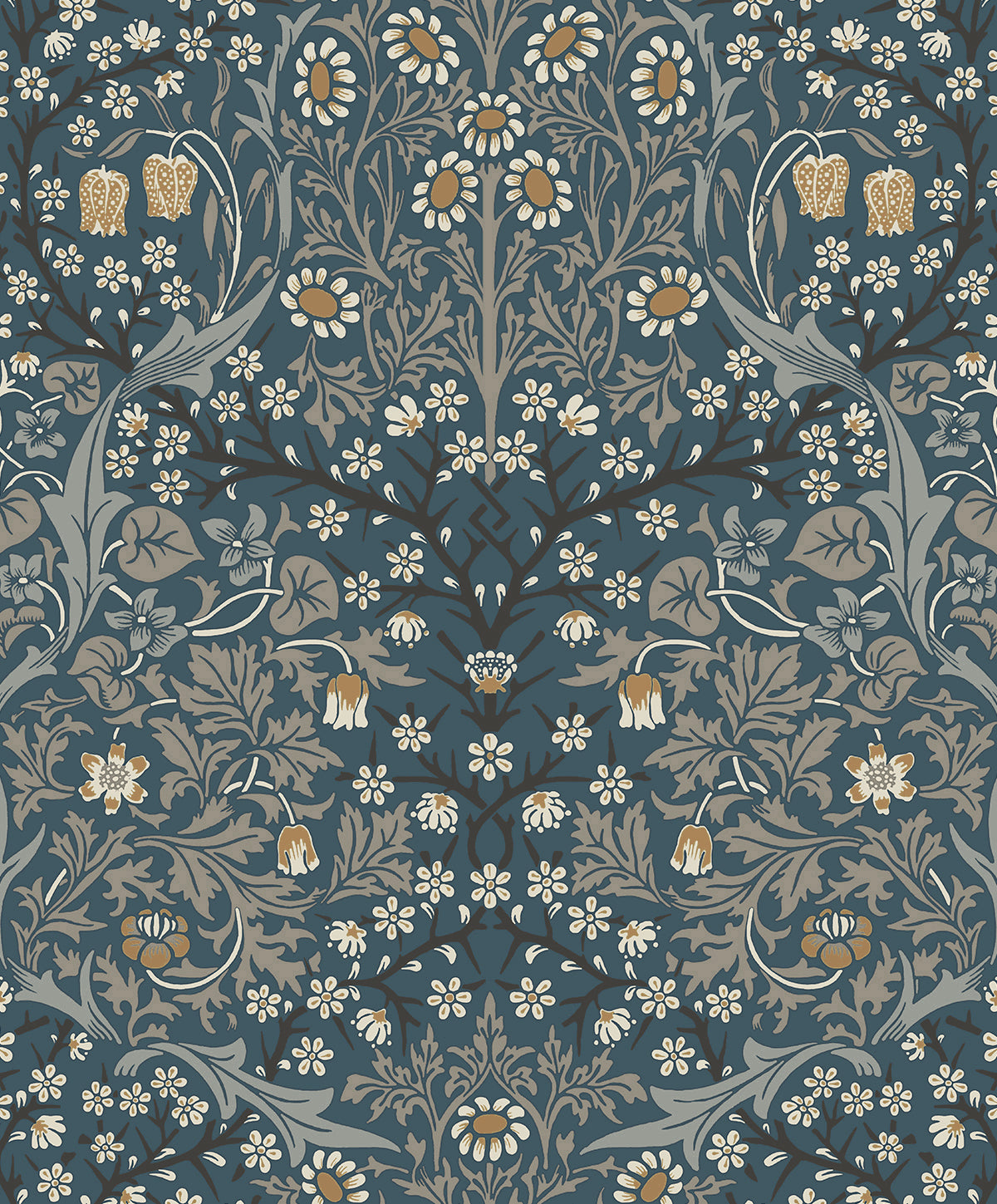 Seabrook Designs Victorian Garden Floral Prepasted Aegean Blue & Warm Stone Wallpaper EP10112