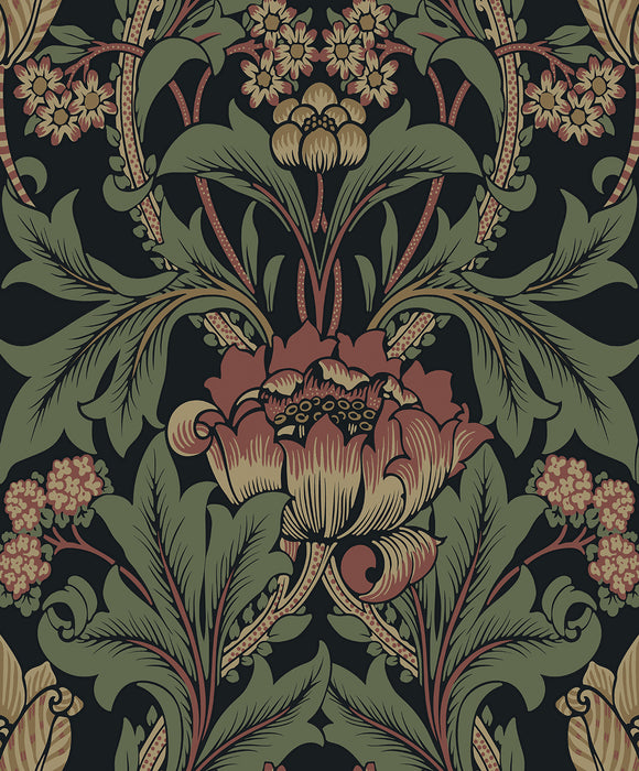 Seabrook Designs Primrose Garden Floral Prepasted Wrought Iron & Clay Wallpaper Sample EP10201