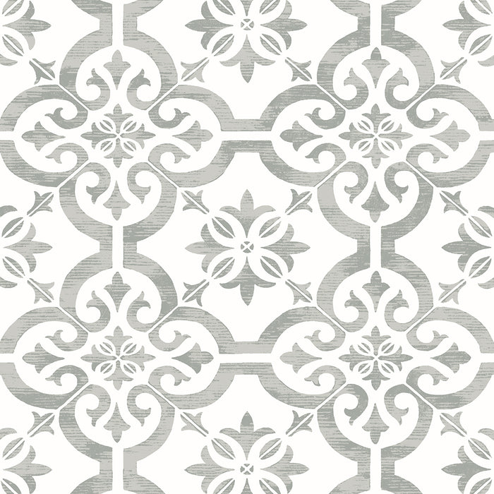 Seabrook Designs Encaustic Faux Tile Harbor Mist Wallpaper ET10010