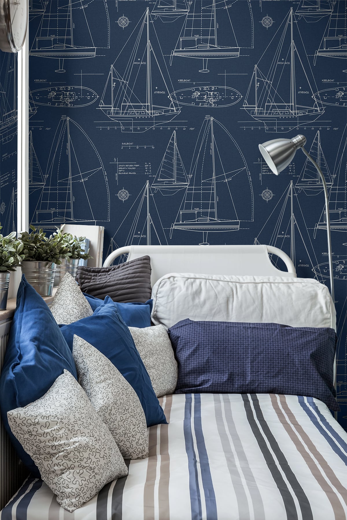 Seabrook Designs Sail Away Navy Blue Wallpaper ET10222