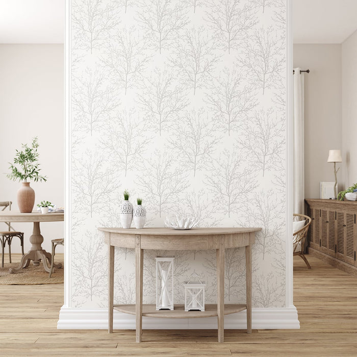 Seabrook Designs Winter Branches Pearl Grey Wallpaper Sample ET10305