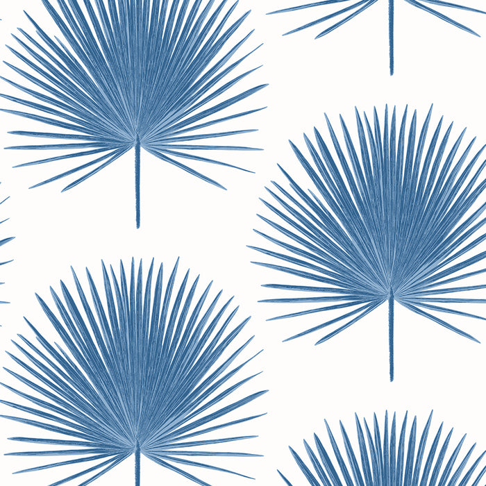 Seabrook Designs Palm Fronds Coastal Blue Wallpaper ET10602