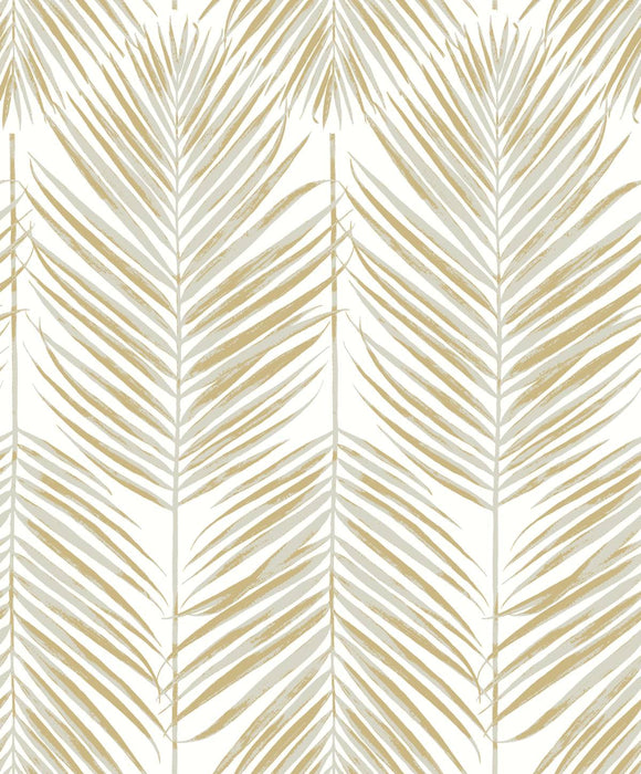 Seabrook Designs Marina Palm Silver & Gold Wallpaper Sample ET10710