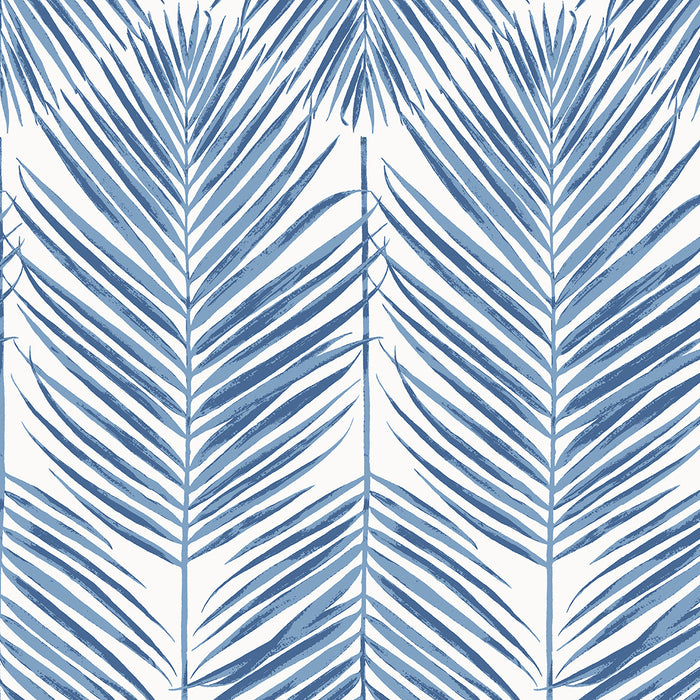 Seabrook Designs Marina Palm Coastal Blue Wallpaper Sample ET10722