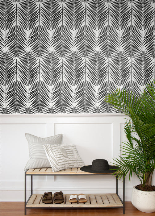 Seabrook Designs Marina Palm Ebony Wallpaper Sample ET10735