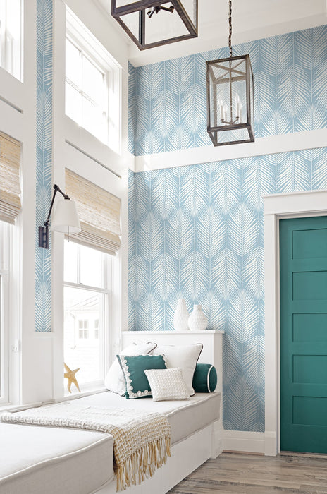 Seabrook Designs Athena Palm Hampton Blue Wallpaper Sample ET10802