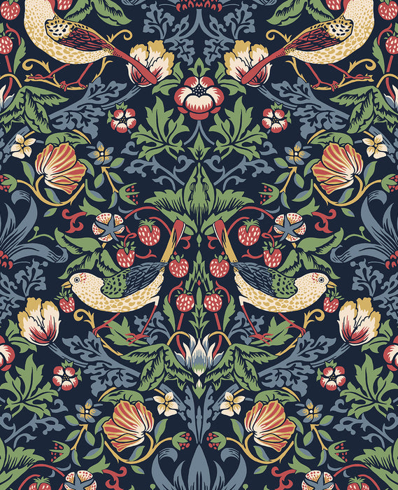 Seabrook Designs Fragaria Garden Midnight Blue Wallpaper Sample ET11202