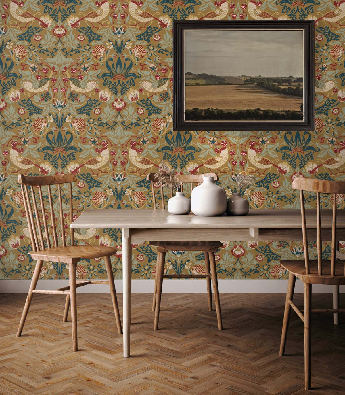 Seabrook Designs Fragaria Garden Ochre Wallpaper ET11205