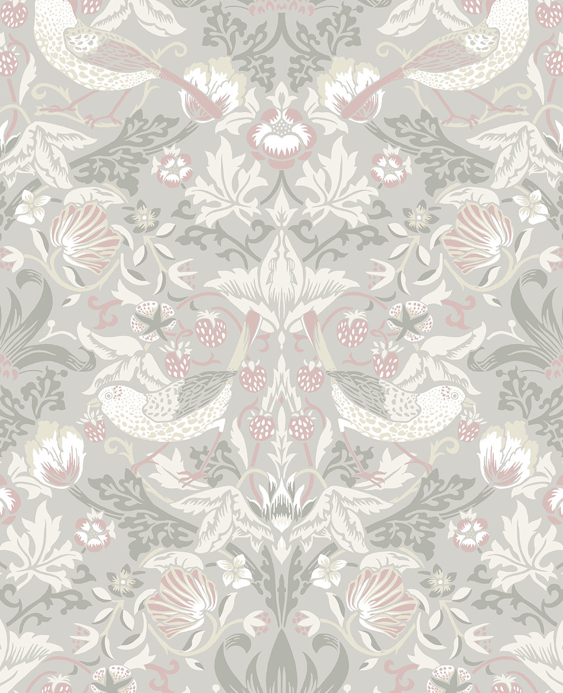 Seabrook Designs Fragaria Garden Light Grey & Rose Petal Wallpaper ET11208