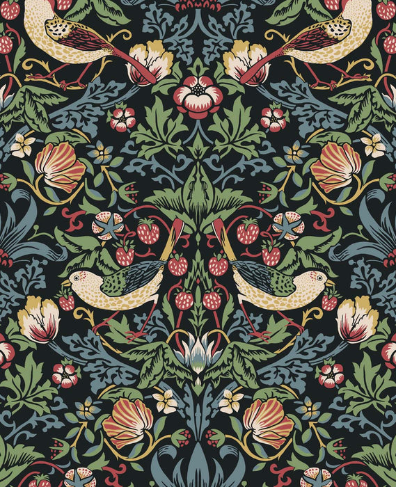 Seabrook Designs Fragaria Garden Ebony Wallpaper Sample ET11210