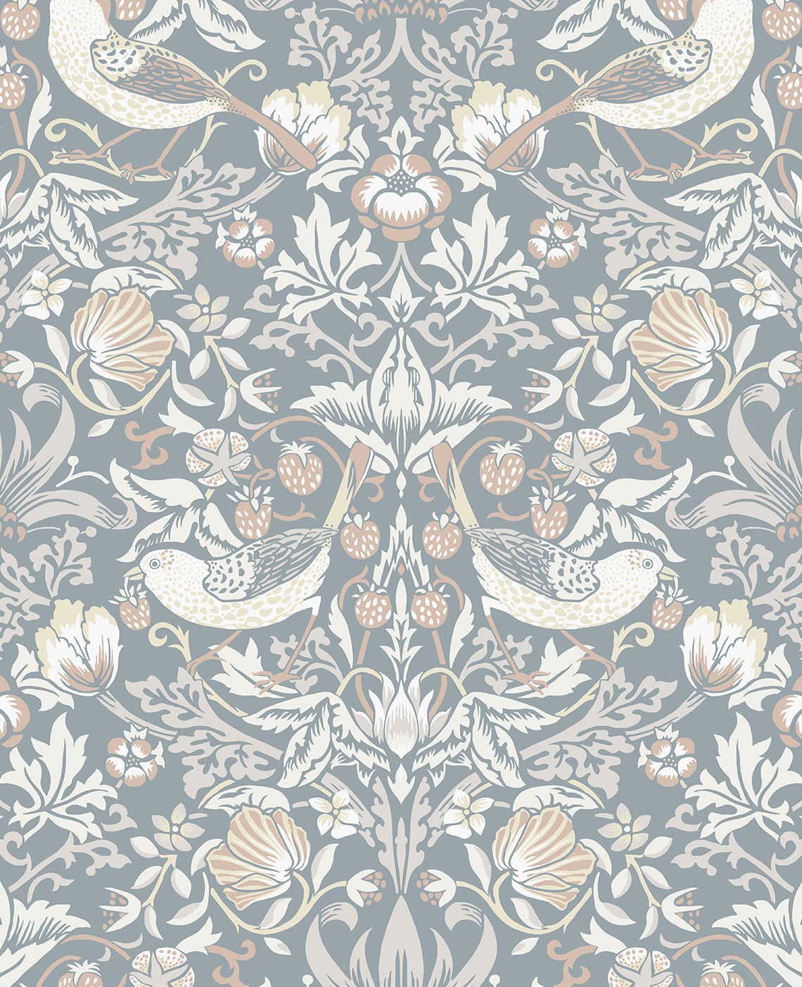 Seabrook Designs Fragaria Garden Blue Mist & Blush Wallpaper ET11222