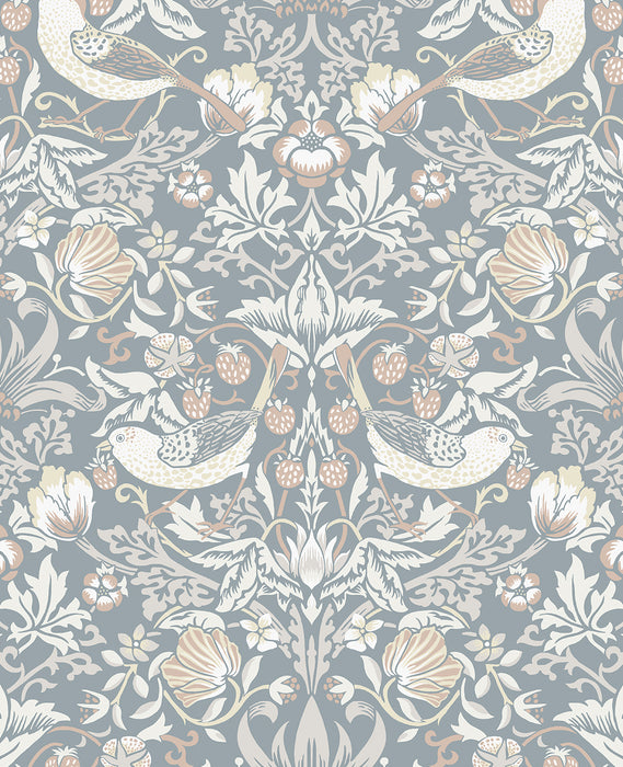 Seabrook Designs Fragaria Garden Blue Mist & Blush Wallpaper ET11222