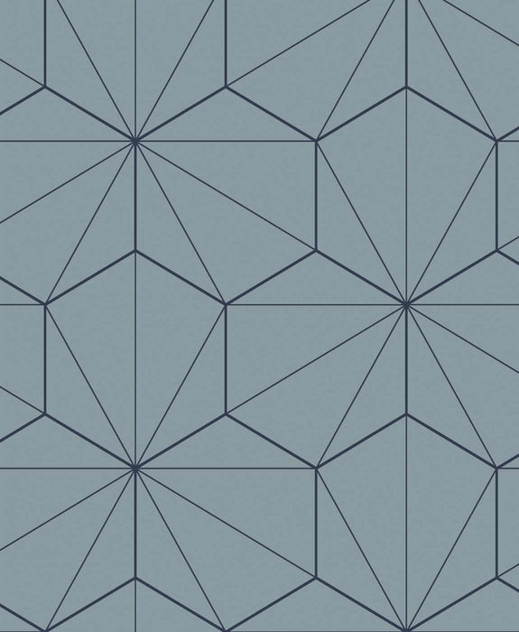 Seabrook Designs Hedron Geometric Pastel Blue & Midnight Wallpaper Sample ET11302