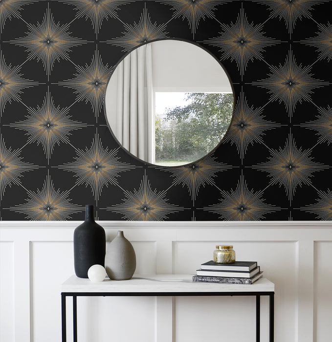 Seabrook Designs North Star Ebony Wallpaper Sample ET11410