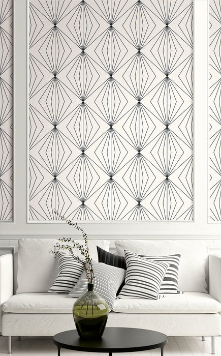 Seabrook Designs Diamond Vector Ebony & Eggshell Wallpaper ET11500