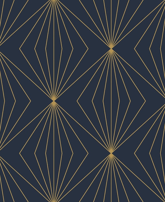 Seabrook Designs Diamond Vector Navy Blue & Metallic Gold Wallpaper ET11502