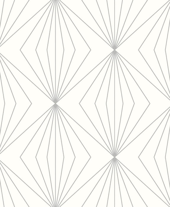 Seabrook Designs Diamond Vector Metallic Silver & Eggshell Wallpaper Sample ET11508