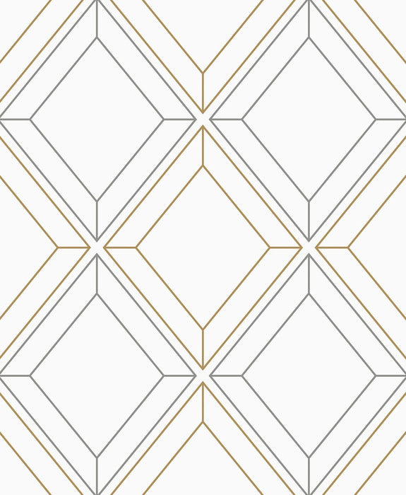 Seabrook Designs Linework Gem Metallic Silver & Gold Wallpaper Sample ET11608