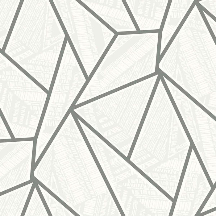 Seabrook Designs Metro Vector Metallic Silver & Morning Fog Wallpaper Sample ET11708