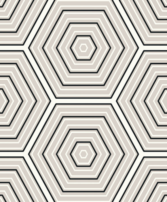 Seabrook Designs Hex Topography Cove Grey & Ebony Wallpaper Sample ET11900