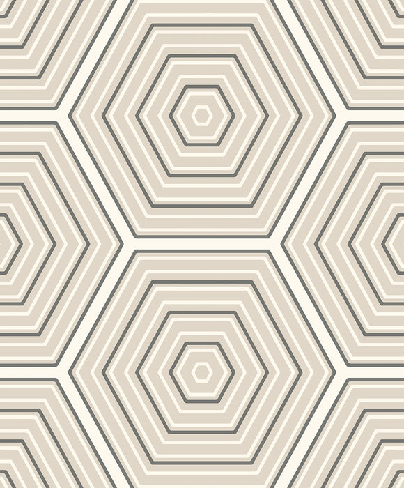 Seabrook Designs Hex Topography Lunar Rock & Argos Grey Wallpaper ET11905