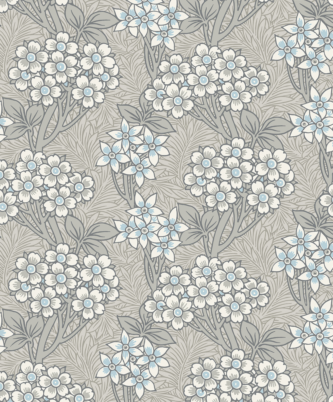 Seabrook Designs Floral Vine Daydream Grey & Carolina Blue Wallpaper ET12005