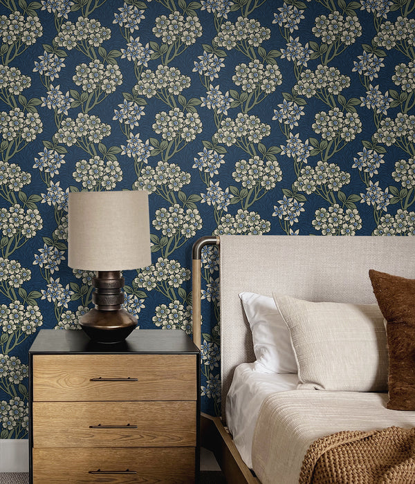 Seabrook Designs Floral Vine Blue Jay & Sage Wallpaper Sample ET12012