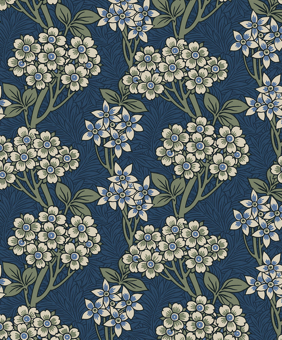 Seabrook Designs Floral Vine Blue Jay & Sage Wallpaper Sample ET12012