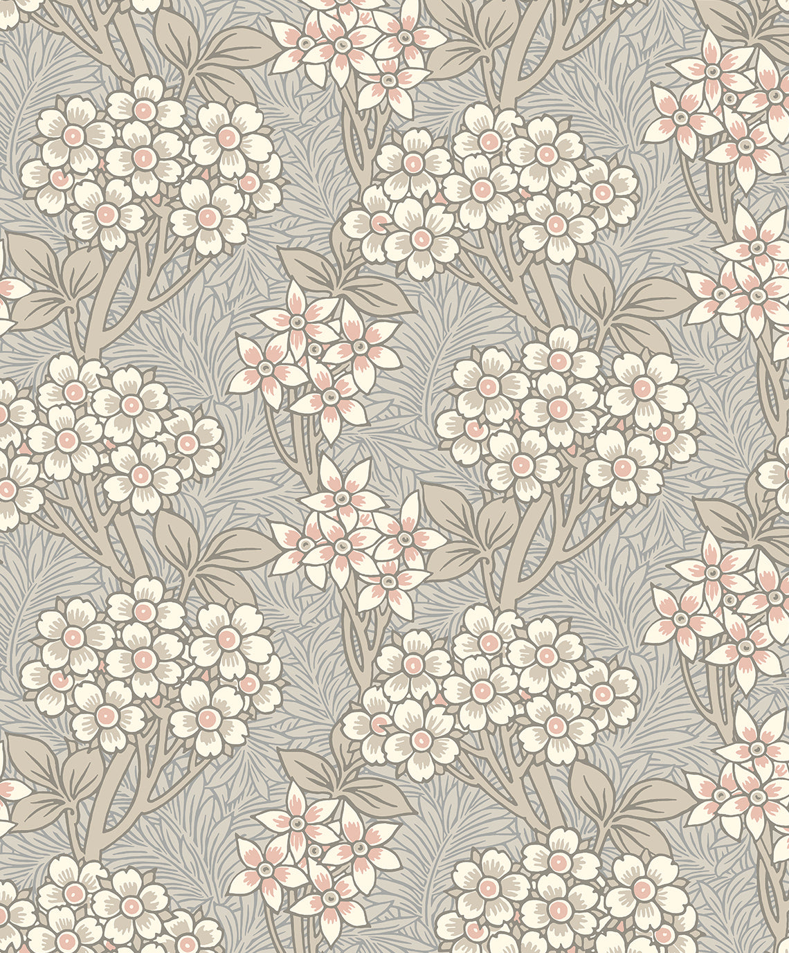 Seabrook Designs Floral Vine Daydream Grey & Rose Petal Wallpaper ET12016