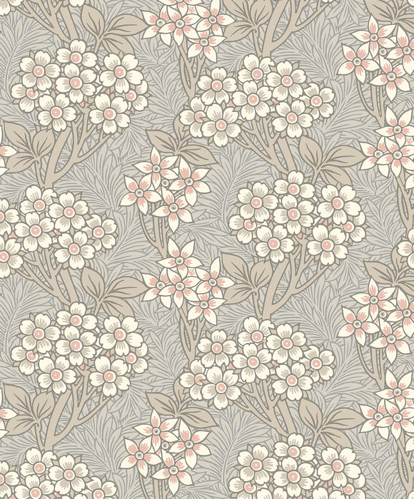 Seabrook Designs Floral Vine Daydream Grey & Rose Petal Wallpaper Sample ET12016