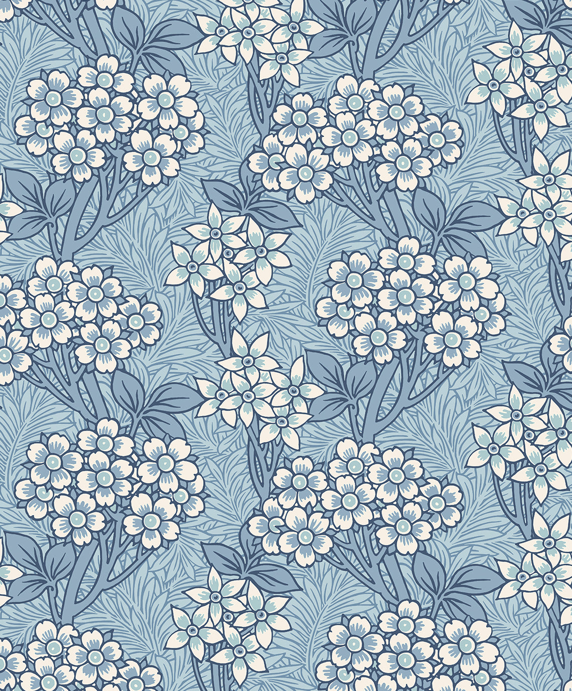 Seabrook Designs Floral Vine Sky Blue Wallpaper Sample ET12022