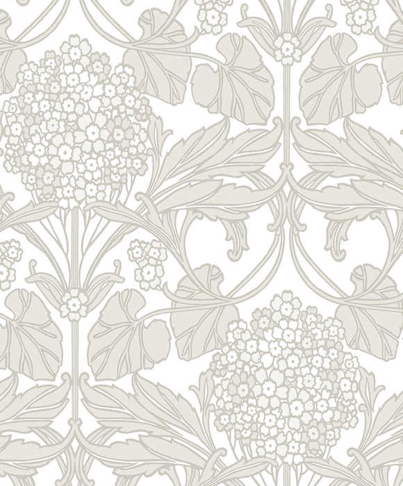 Seabrook Designs Floral Hydrangea Pale Oak & Pearl Wallpaper Sample ET12106