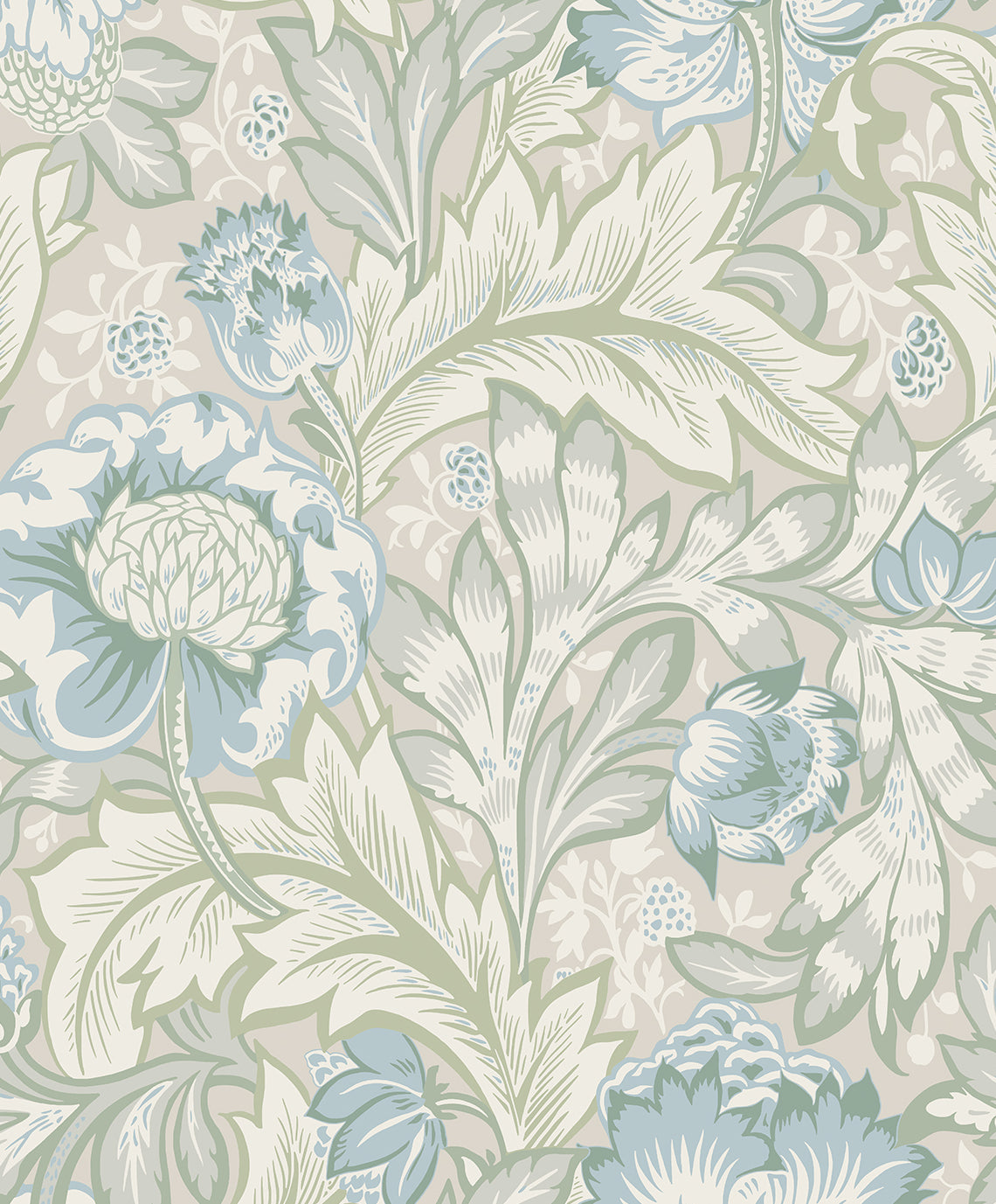 Seabrook Designs Acanthus Garden Powder Blue & Green Mist Wallpaper ET12304