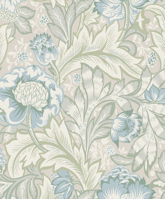 Seabrook Designs Acanthus Garden Powder Blue & Green Mist Wallpaper ET12304