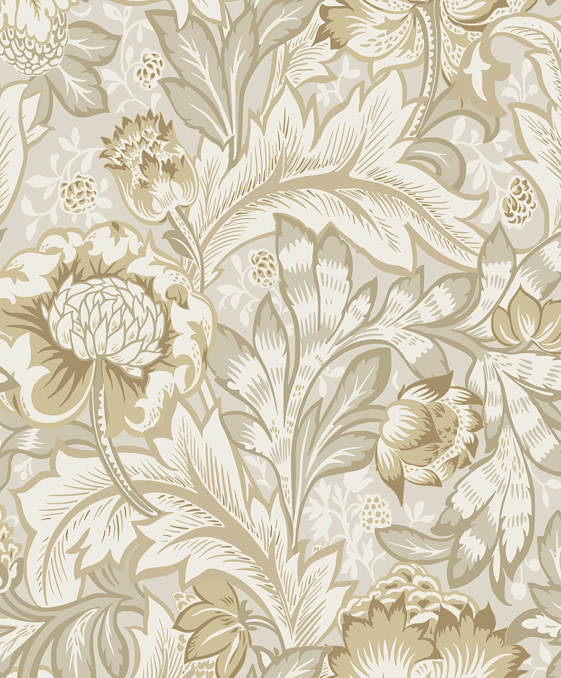 Seabrook Designs Acanthus Garden Warm Neutral Wallpaper ET12307